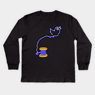 The Unraveling of the Blue Bird App Kids Long Sleeve T-Shirt